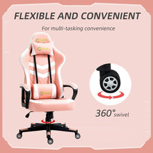 Load image into Gallery viewer, Vinsetto Pink Racing Gaming Chair w/ Lumbar Support - Comfort Meets Style!
