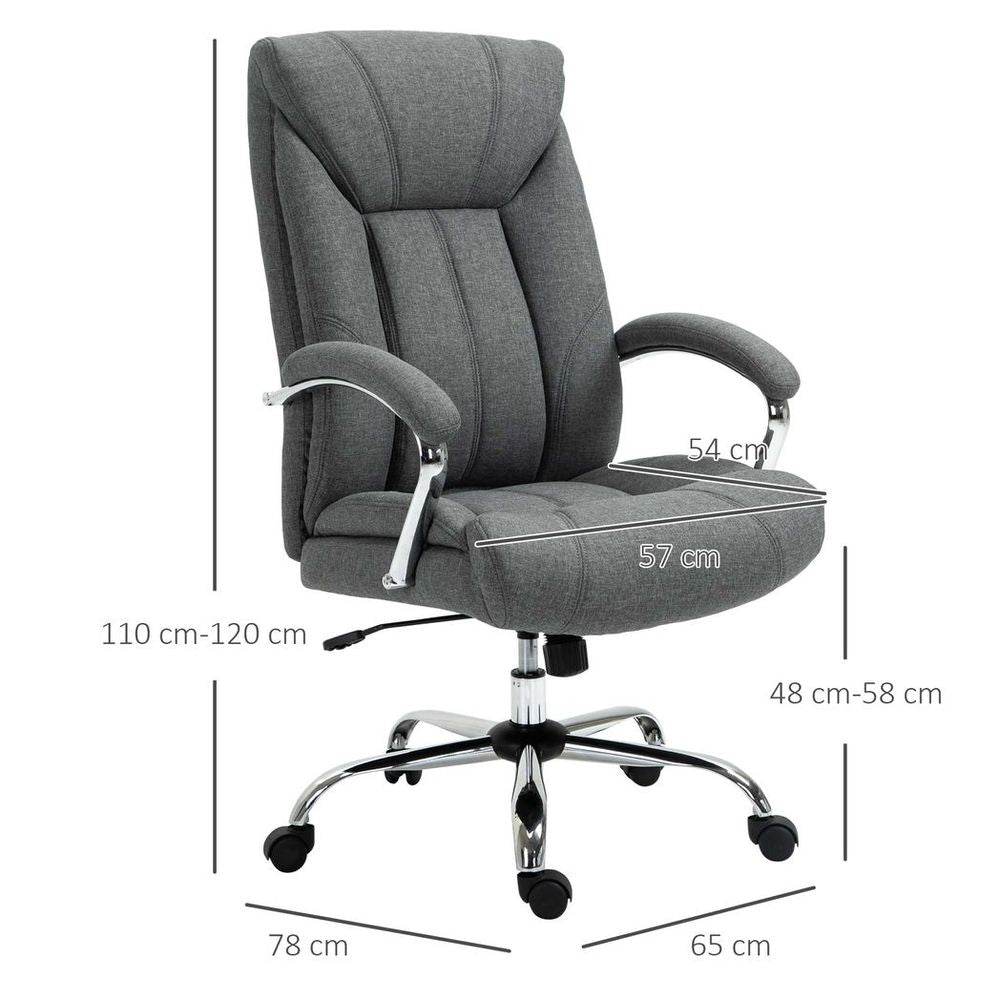 Ergonomic High Back Office Chair with Armrests - Stylish Grey & Swivel Mobility