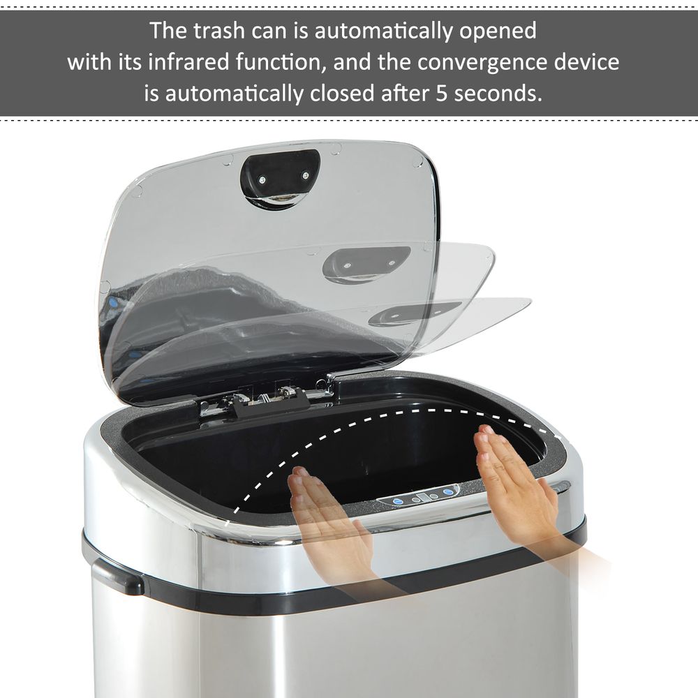 Touchless Stainless Steel Sensor Bin - 68L Automatic Trash Solution