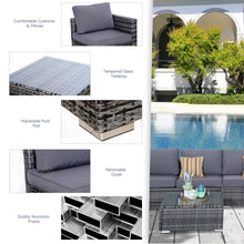 Load image into Gallery viewer, Elegant 4-Piece Grey Rattan Garden Set for Outdoor Bliss
