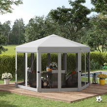 Load image into Gallery viewer, Hexagonal 3.2m Pop-Up Gazebo with Mesh Walls &amp; Carry Bag - Light Grey Comfort
