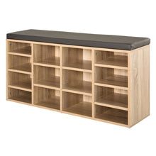 Load image into Gallery viewer, Versatile 14-Compartment Multi-Storage Shoe Rack with Cushion &amp; Removable Shelves
