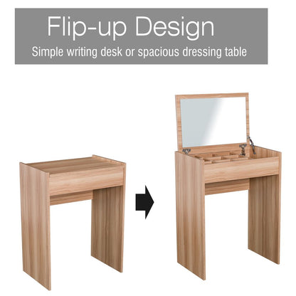 Chic HOMCOM Dressing Table Set: Mirror, Stool & Versatile Flip-Top Design