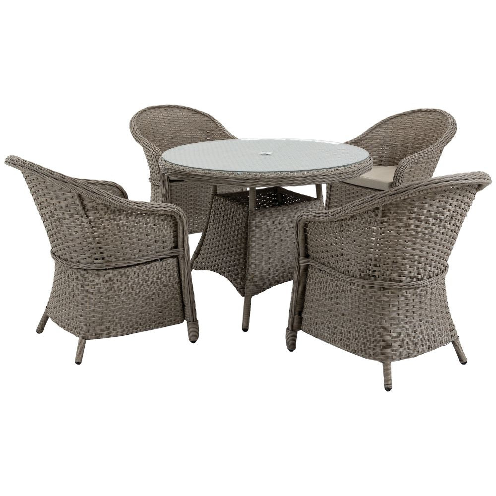 Stylish 5-Piece Grey PE Rattan Patio Dining Set for Comfort & Elegance