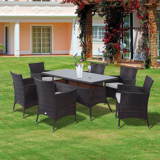 Deluxe 7-Piece Rattan Garden Dining Set - Stylish Comfort for Outdoor Living