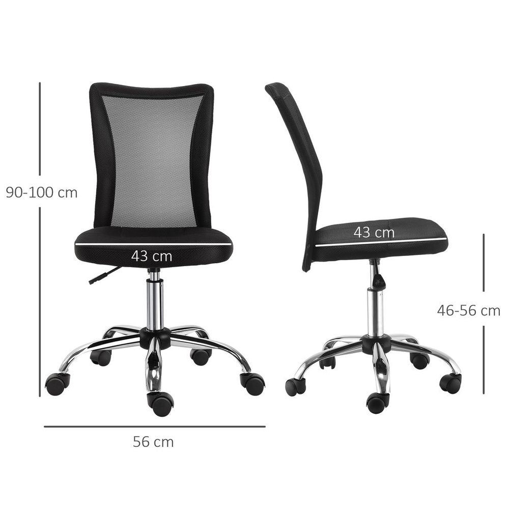 Ergonomic Armless Office Chair: Adjustable Mesh Back & Padded Comfort