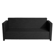 Load image into Gallery viewer, Luxurious 3-Seater Black Rattan Sofa: Stylish Outdoor Patio Lounge Furniture
