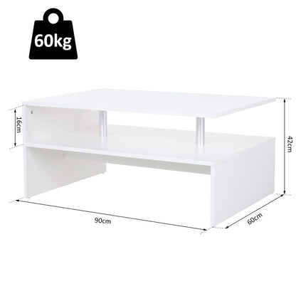 Modern 2-Tier White Coffee Table: Sleek Storage & Display Solution