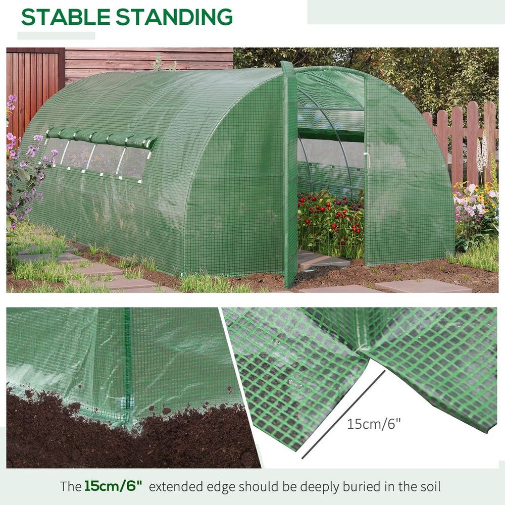 Premium 6x3M Walk-In Polytunnel Greenhouse with Reinforced Steel Frame
