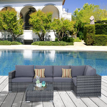 Load image into Gallery viewer, Elegant 4-Piece Grey Rattan Garden Set for Outdoor Bliss
