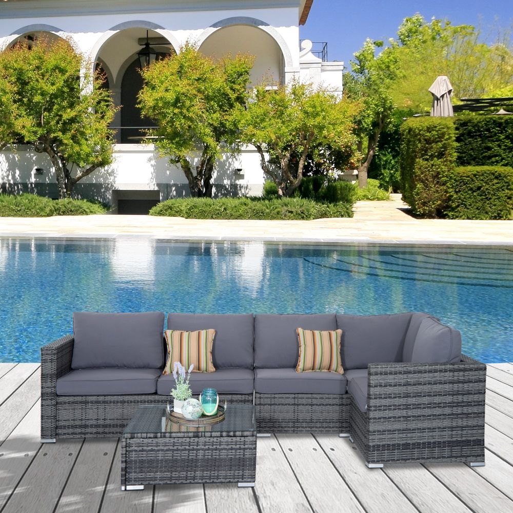 Elegant 4-Piece Grey Rattan Garden Set for Outdoor Bliss