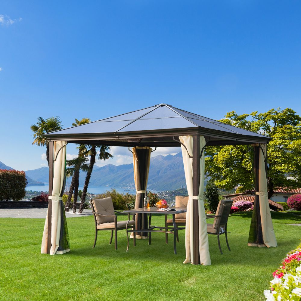 Elegant 3m x 3m Aluminium Gazebo with Netting & Curtains - Outdoor Oasis