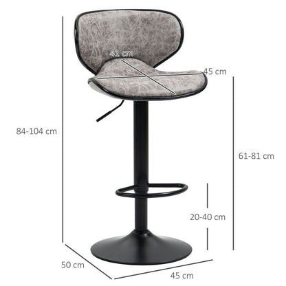Retro Adjustable Height Bar Stool Set - Comfortable Microfiber Dining Chairs