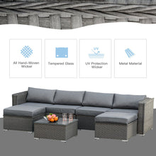 Load image into Gallery viewer, Luxury 5-Piece Rattan Wicker Corner Sofa Set with Cushions - Grey Elegance
