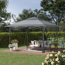 Load image into Gallery viewer, 4x m Dark Grey Pop-Up Gazebo with Double Roof – Steel Frame &amp; Roller Bag
