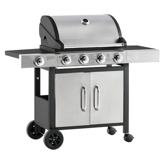 Ultimate 4-Burner Stainless Steel Gas BBQ Grill with Warming Rack & Side Burner