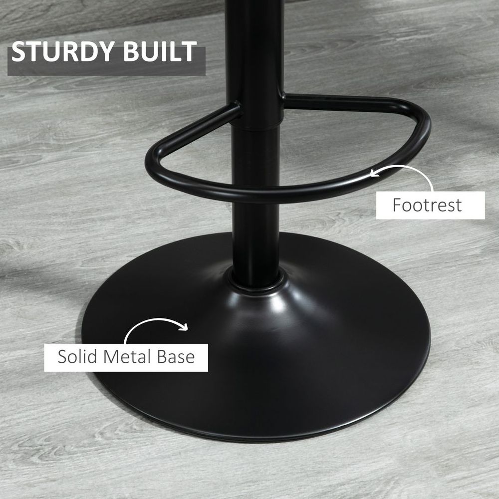 Retro Microfiber Bar Stools Set of 2 - Adjustable Height with Metal Footrest