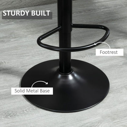 Retro Microfiber Bar Stools Set of 2 - Adjustable Height with Metal Footrest