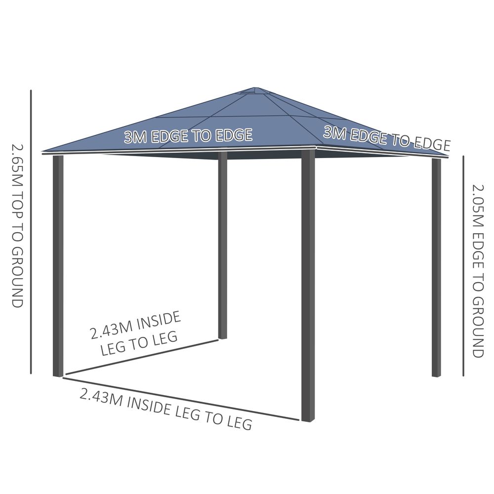 Premium 3x3m Hardtop Aluminium Gazebo with Curtains & Bug Netting