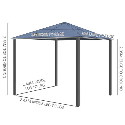 Premium 3x3m Hardtop Aluminium Gazebo with Curtains & Bug Netting