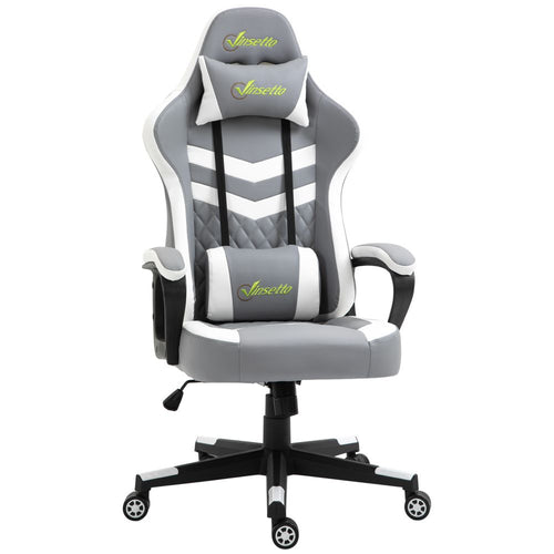 Pro Series Racing Gaming Chair - Ergonomic Comfort & Stylish Design in Grey/White