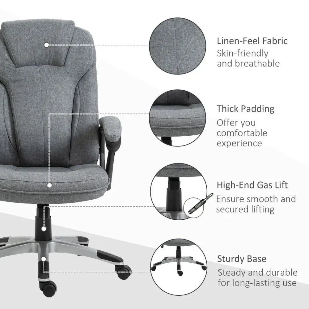 Ergonomic Grey High Back Office Chair - Adjustable & Comfort-Enhanced Design