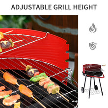 Load image into Gallery viewer, Outsunny Pedestal Charcoal BBQ Grill - Adjustable, High-Temp, Red/Black
