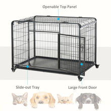 Load image into Gallery viewer, Extra Large PawHut Metal Dog Kennel with Locking Door &amp; Mobility Wheels

