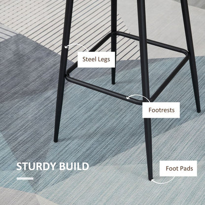 Retro Chic Bar Stools - Set of 2 Stylish Faux Leather Chairs with Steel Frames