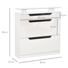 Load image into Gallery viewer, Stylish High Gloss Shoe Cabinet with Glass Top - 16-Pair Storage Solution
