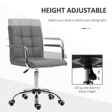 Load image into Gallery viewer, Modern Grey PU Leather Swivel Desk Chair with Armrests - Home Office Comfort
