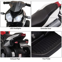 Load image into Gallery viewer, Lightning Red Kids Electric Motorcycle: Safe 6V Ride-On with Music &amp; Lights!
