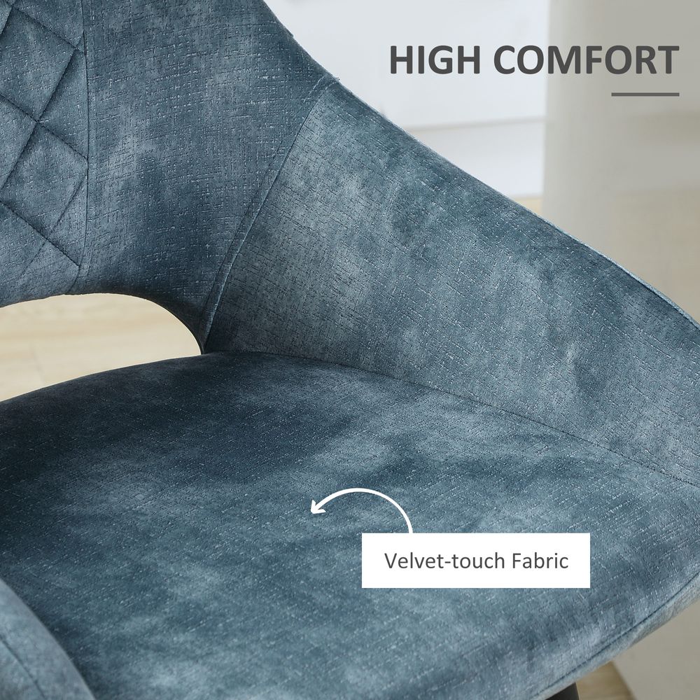 Elegant Velvet Bar Stools Set of 2 - Comfortable Height Chairs in Blue