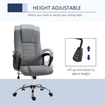 Vinsetto Executive Linen Office Chair: 360° Swivel, High Back & Adjustable Grey