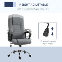 Load image into Gallery viewer, Vinsetto Executive Linen Office Chair: 360° Swivel, High Back &amp; Adjustable Grey
