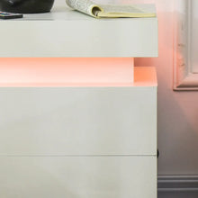 Load image into Gallery viewer, HOMCOM LED Nightstand: Stylish White Bedside Table with 2 Drawers &amp; Lights
