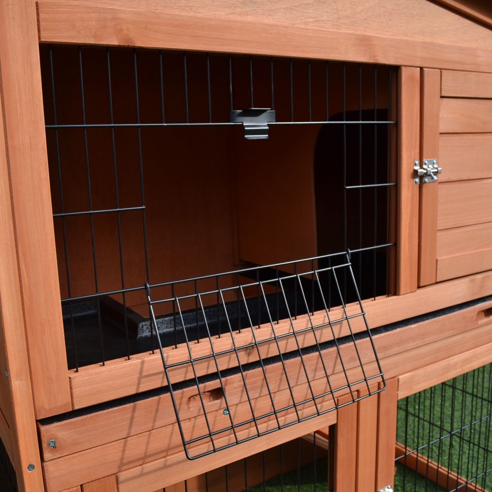 Spacious A-Frame Wooden Rabbit Hutch & Small Animal House with Easy Access Doors