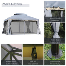 Load image into Gallery viewer, 3x4m Grey Aluminium Gazebo with Tiered Roof &amp; Mesh Sides - Perfect for Outdoor Events
