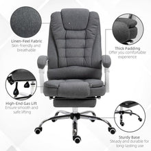 Load image into Gallery viewer, Vinsetto Grey Home Office Chair: Adjustable Swivel Recliner with Footrest
