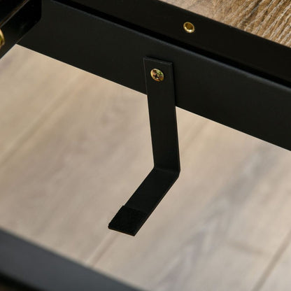 Stylish Extendable Dining Table: Industrial Wood & Metal Design for 4-6 Seats