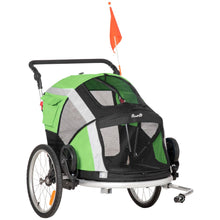 Load image into Gallery viewer, 2-in-1 Dog Bicycle Trailer &amp; Stroller - Foldable Pet Carrier in Green
