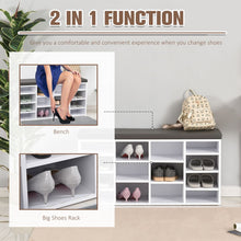 Load image into Gallery viewer, Stylish PU Leather 14-Compartment Shoe Storage Bench - Organize with Ease!
