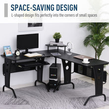 Load image into Gallery viewer, Compact L-Shaped Corner Desk with Steel Frame &amp; CPU Holder for Home &amp; Gaming
