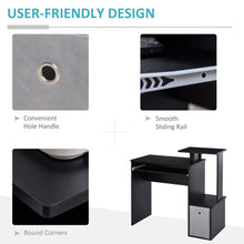 Load image into Gallery viewer, Unique Black Computer Desk with Sliding Keyboard Tray &amp; Storage Solutions
