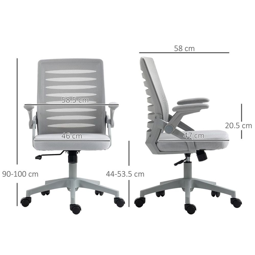 Vinsetto Ergonomic Mesh Office Chair with Lumbar Support & Swivel - Grey