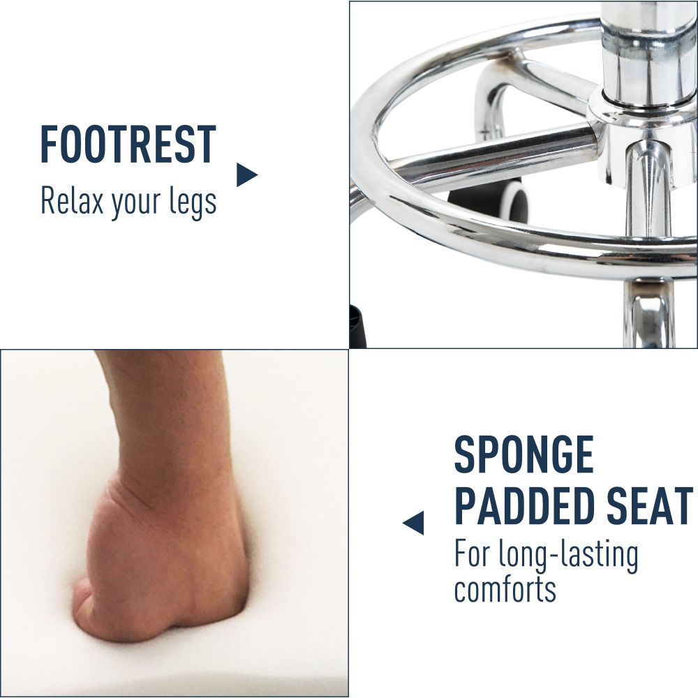 Premium Adjustable PU Leather Stool with Footrest for Ultimate Comfort