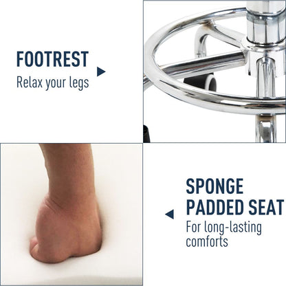 Premium Adjustable PU Leather Stool with Footrest for Ultimate Comfort