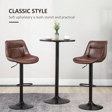 Load image into Gallery viewer, Elegant 360° Swivel Kitchen Stools - Set of 2, Brown PU Leather Comfort
