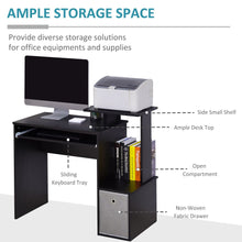 Load image into Gallery viewer, Unique Black Computer Desk with Sliding Keyboard Tray &amp; Storage Solutions
