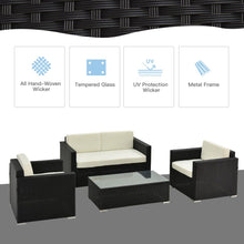 Load image into Gallery viewer, Modern 4-Piece Rattan Sectional Sofa Set for Stylish Outdoor Relaxation
